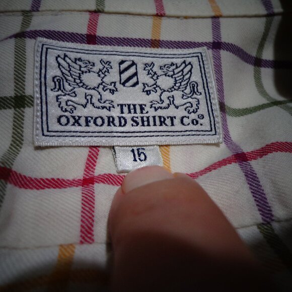 THE OXFORD SHIRT CO. MULTI-COLORED PLAID DRESS SHIRT SIZE 15 - Picture 4 of 7